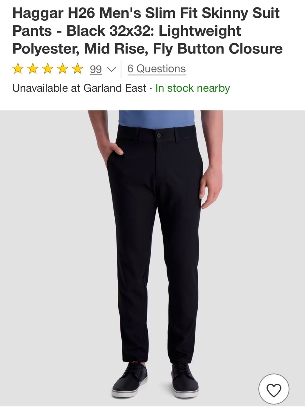 Haggar Black Slim Tapered Men's Dress Pants
